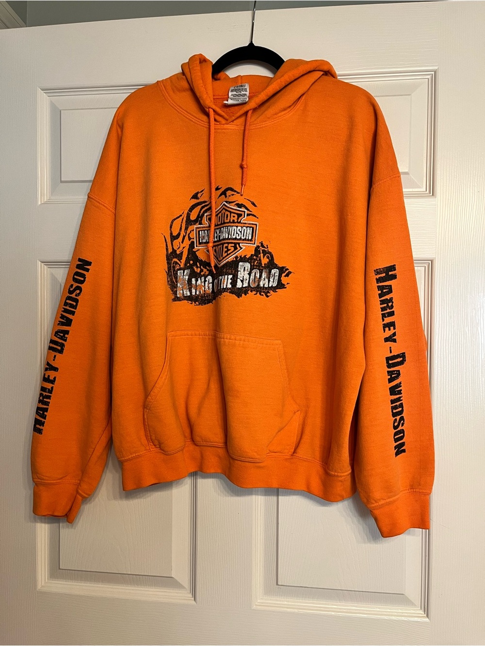 Harley-Davidson Bright Orange Hoodie with Black Sleeve Logo( Flawless Condition)